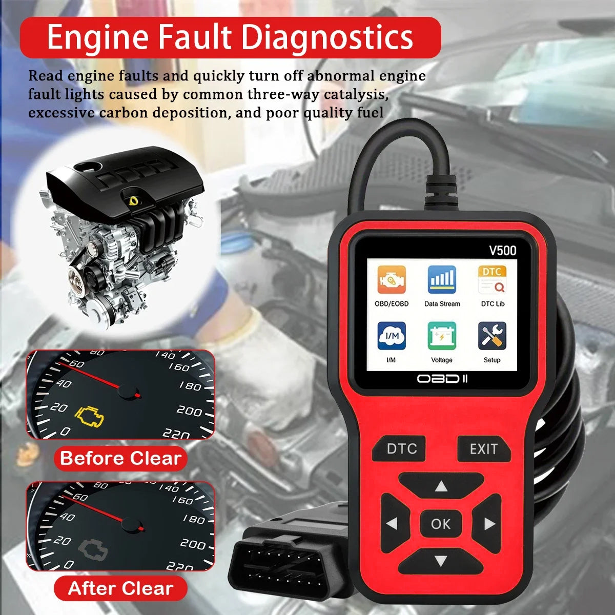 X-M OBD2 Diagnostic Scanner Code Reader Engine Check Tool Universal Vehicles